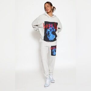 Boys Lie Gray Hoodie with Blue and Red Graphic